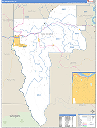 Nez Perce County, ID Wall Map Zip Code Basic Style 2026